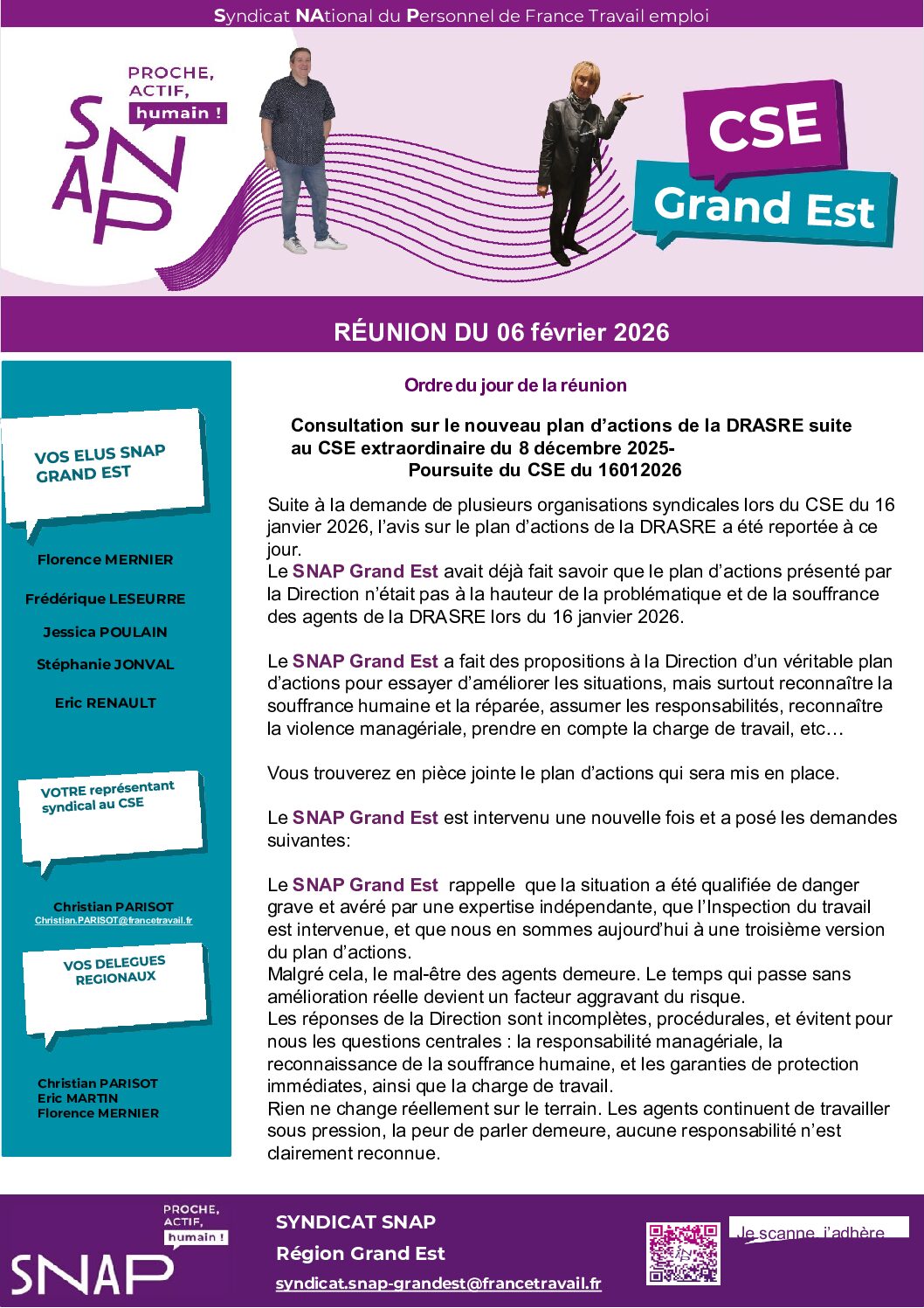 CSE du 06022026 - Le SNAP vous informe