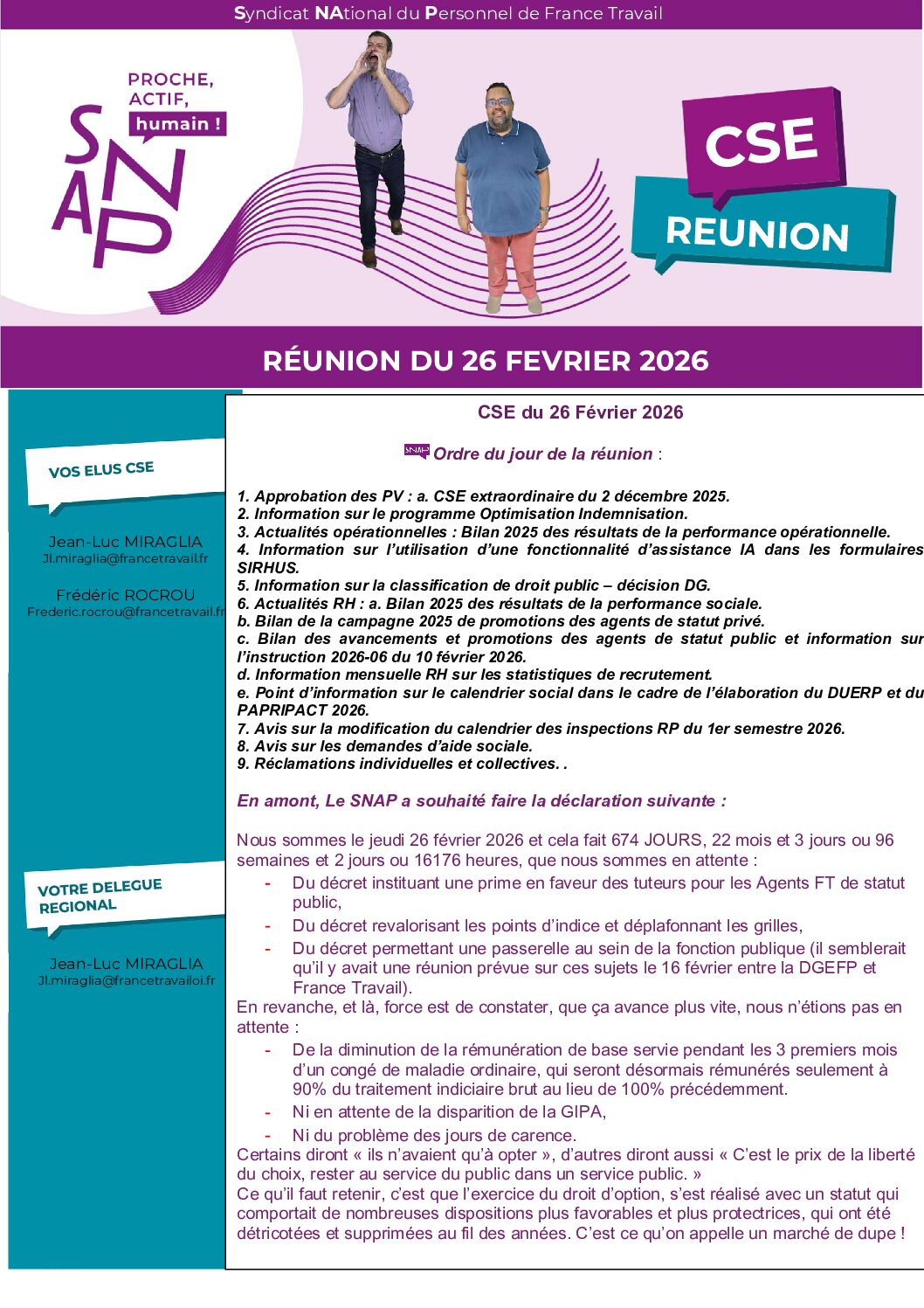 CR SNAP CSE du 26 février 2026