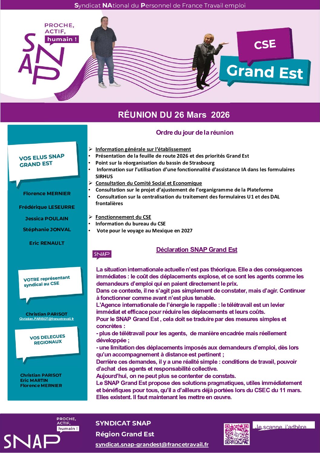 compte rendu SNAP CSE du 260326