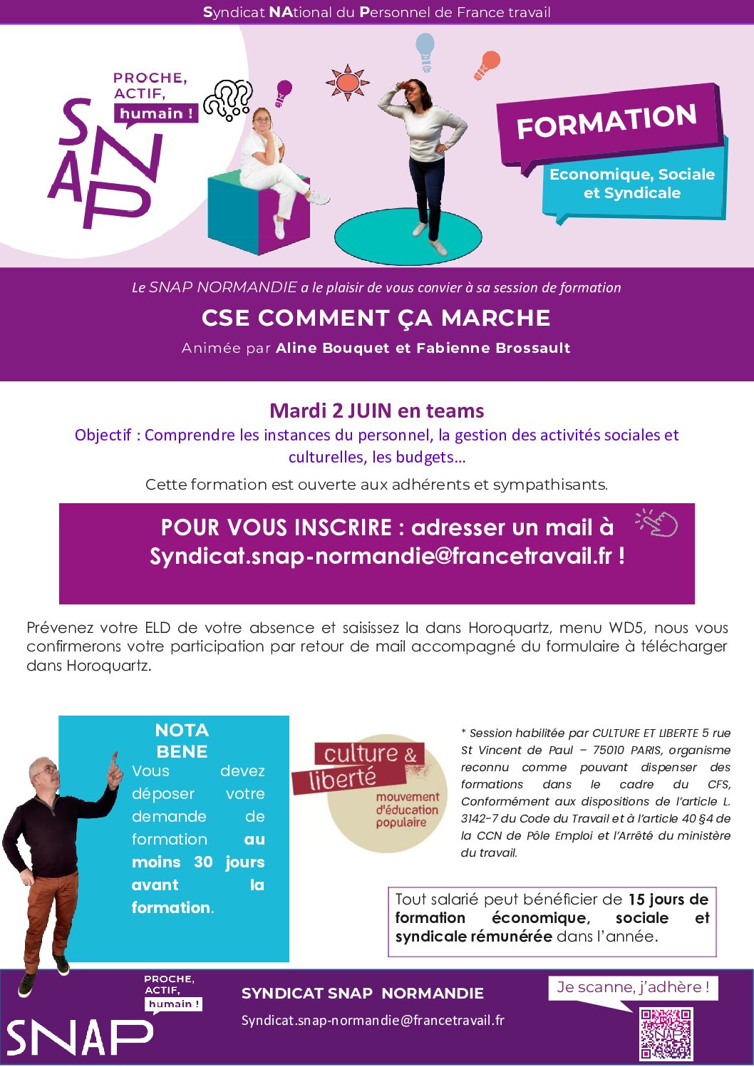 Affiche formation 2026 cse 2 juin 2026 normandie Equipe du SNAP