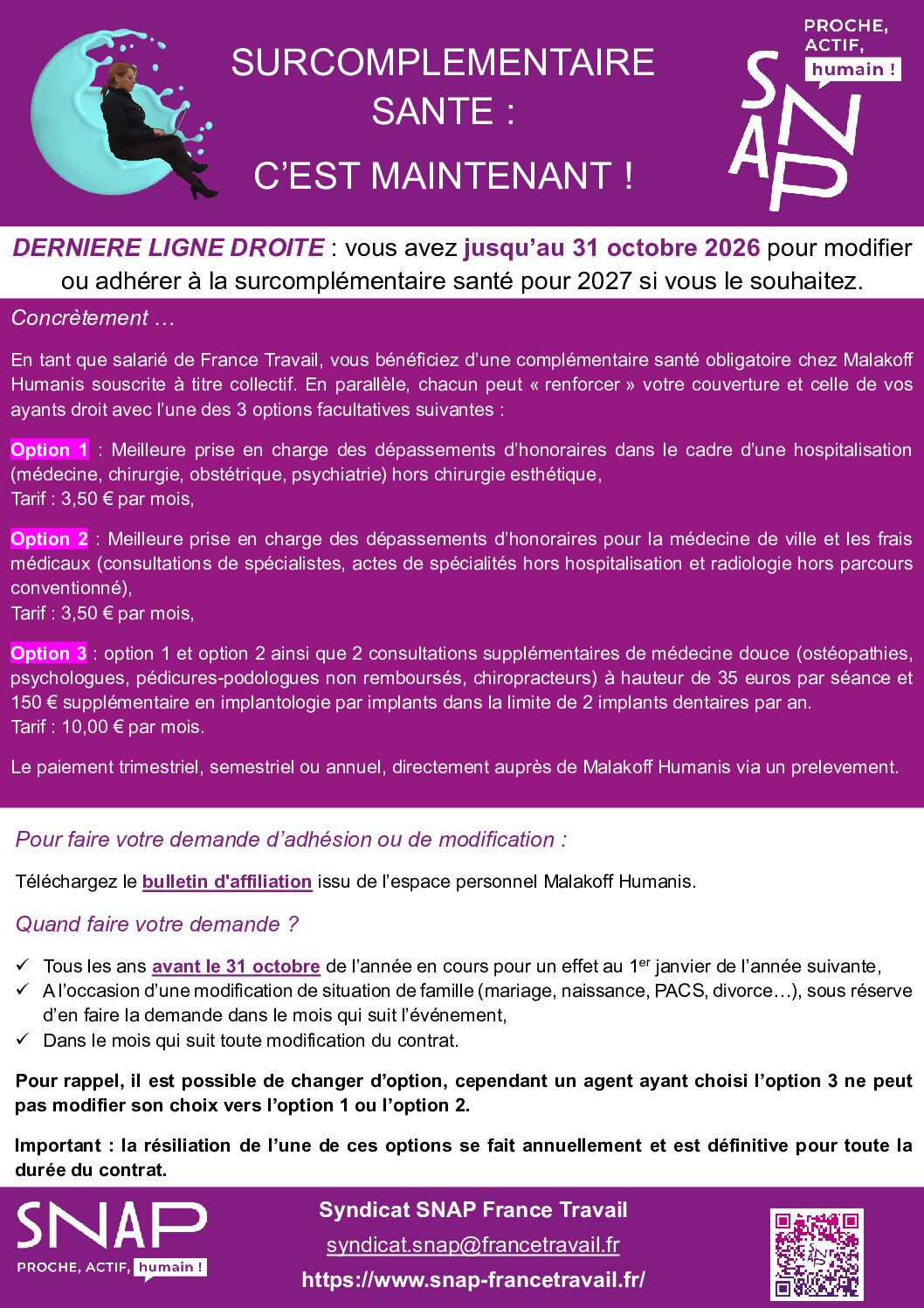 Communication SNAP surcomplémentaire santé - sept 2026