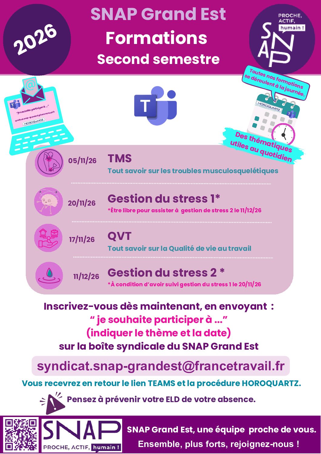formation SNAP Snap GE adhérents novembre decembre 2026