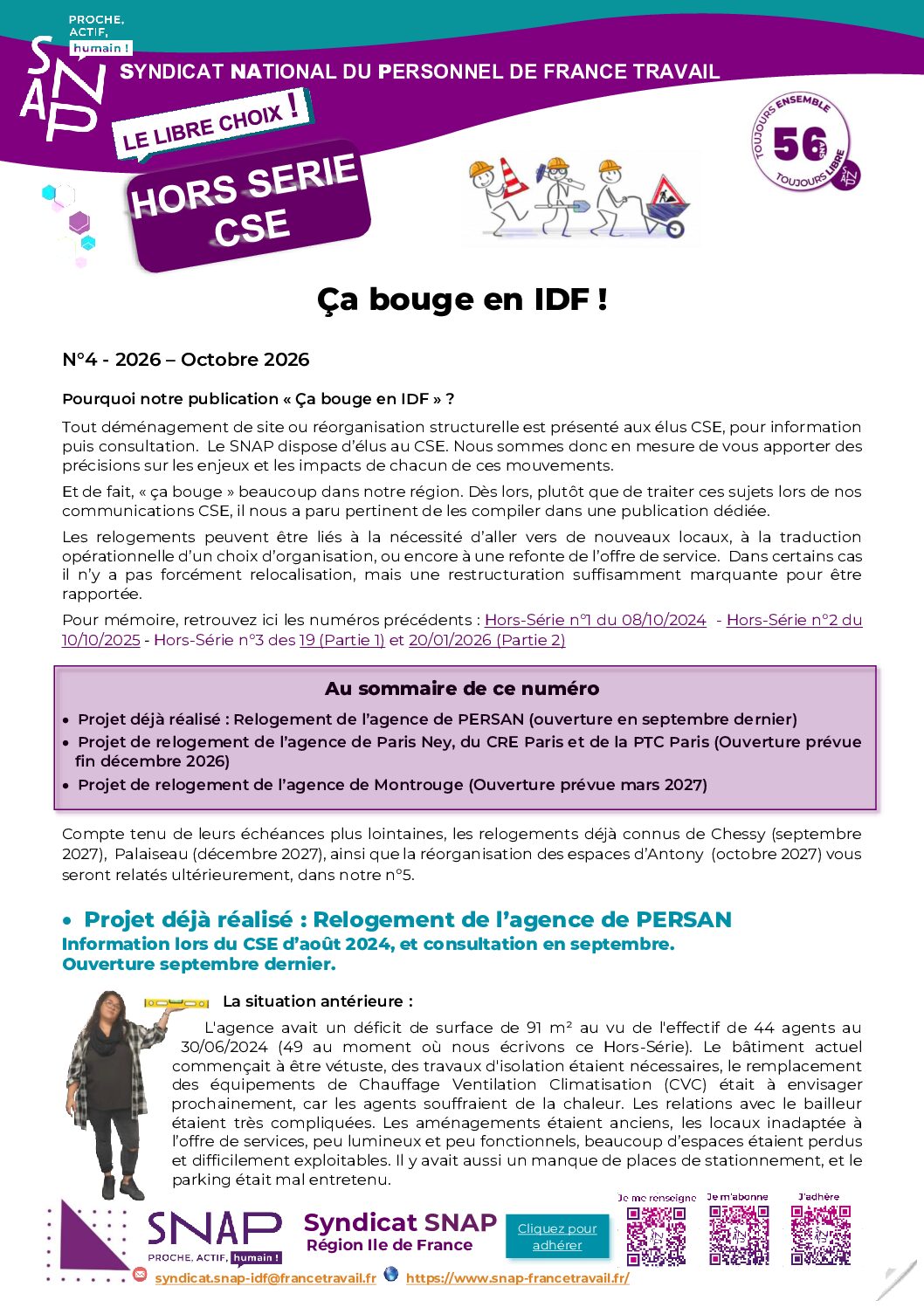 SNAP IDF Vous informe - Hors Série CSE n°4 Octobre 2026 - Ça bouge en IDF !
